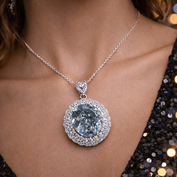 Glamorous Round Cut Silver Plated CZ Anti Tarnish Copper Pendant Bulk Secondary image
