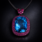 Luxury Emerald Cut Black CZ Anti Tarnish Copper Pendant Chain Wholesale