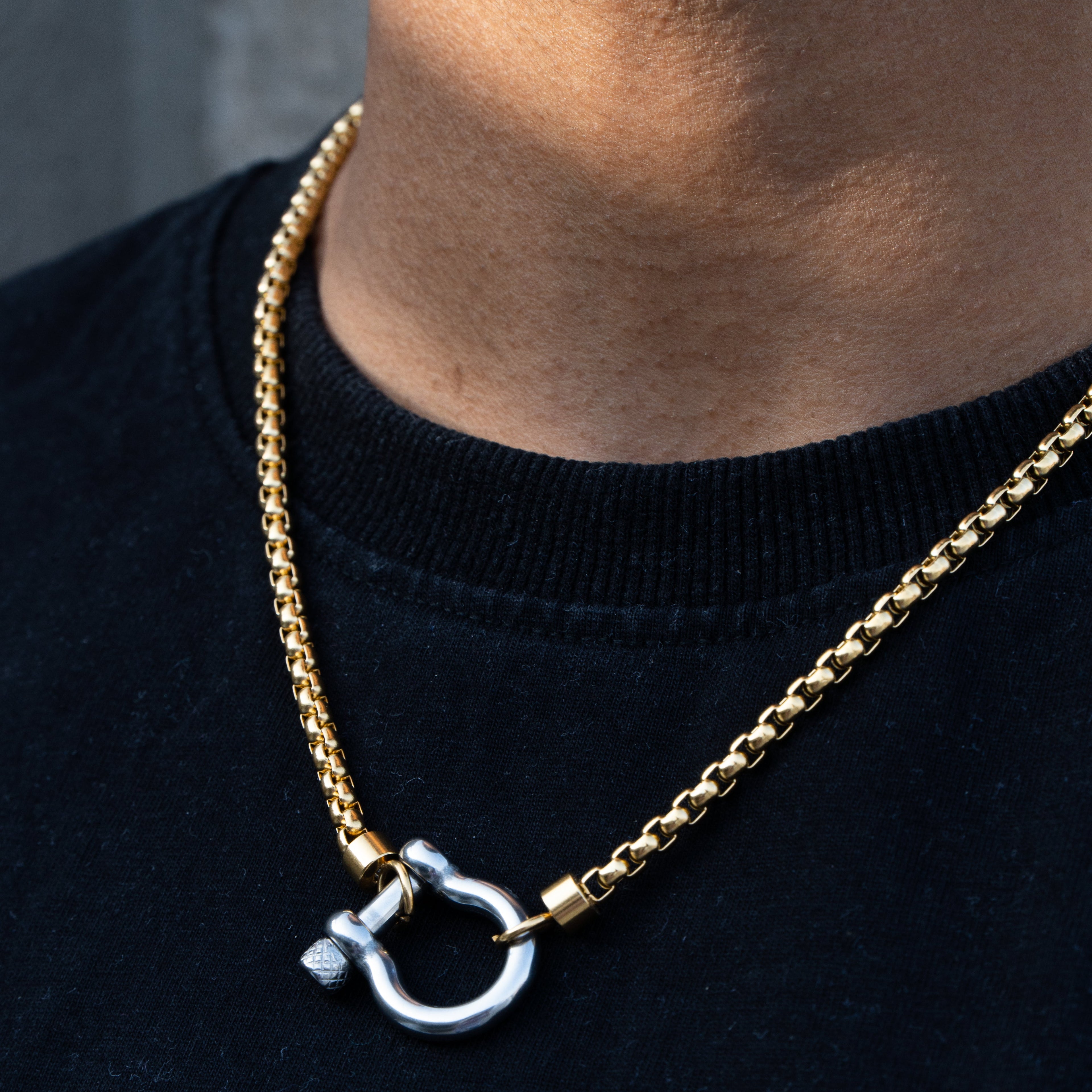 Charm Silver 18K Gold Stainless Steel Anti Tarnish Necklace Pendant Chain For Men