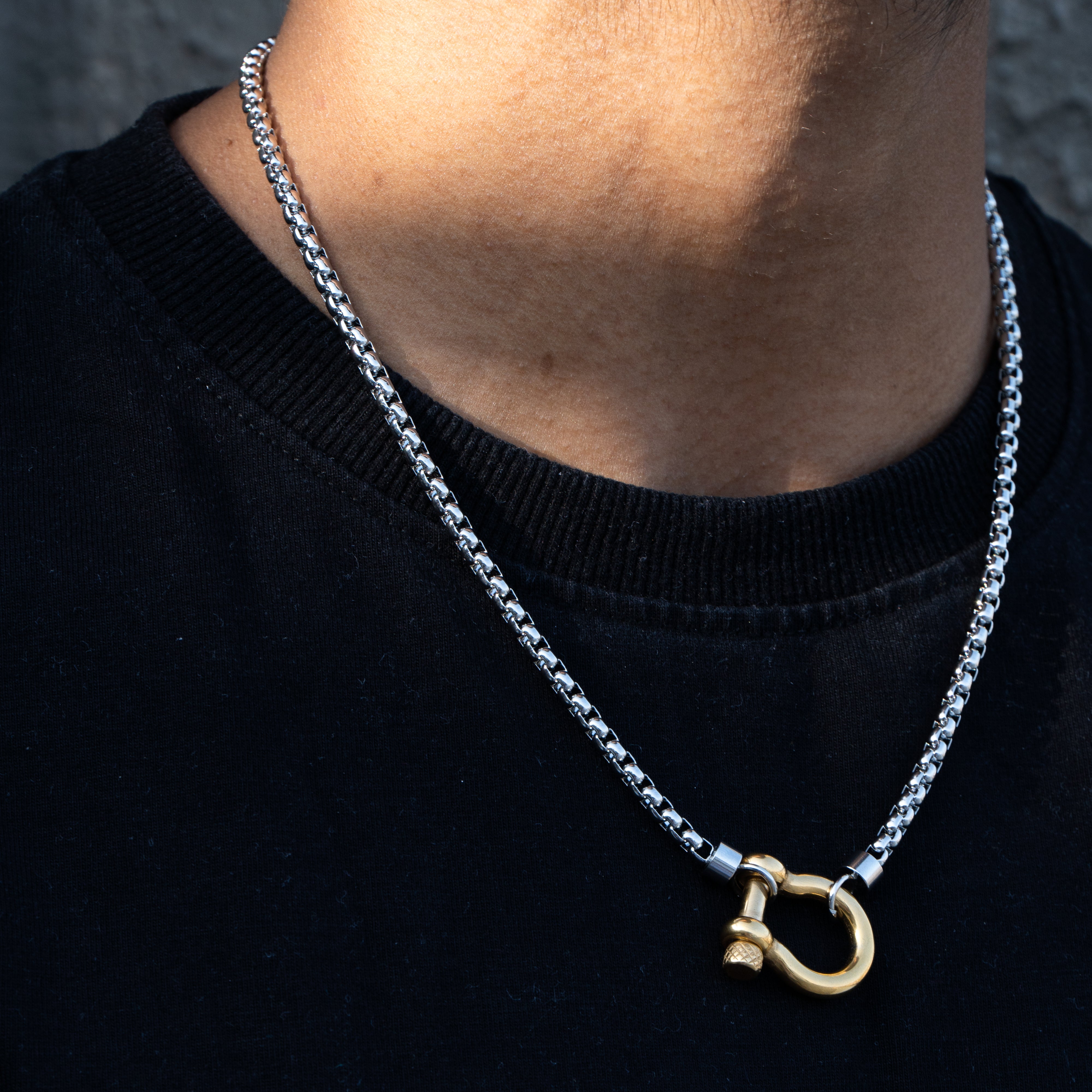 Charm Silver 18K Gold Stainless Steel Anti Tarnish Necklace Pendant Chain For Men Secondary image