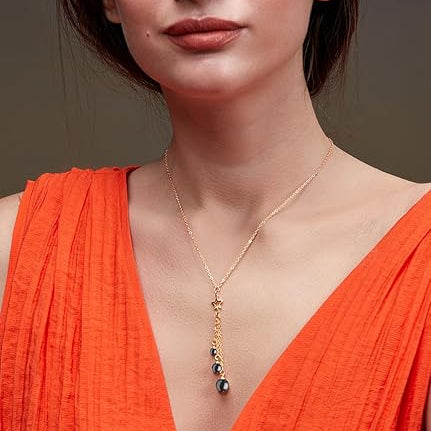 Black Beads Tassel with Star Charm Rose Silver Gold Brass Necklace Bulk