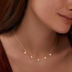 Luxury Dainty Star Rose Silver Gold CZ Anti Tarnish Brass Necklace Bulk