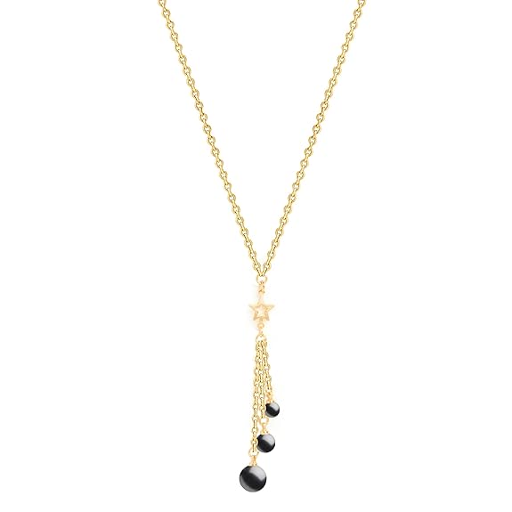 Black Beads Tassel with Star Charm Rose Silver Gold Brass Necklace Bulk