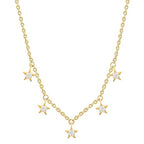 Luxury Dainty Star Rose Silver Gold CZ Anti Tarnish Brass Necklace Bulk