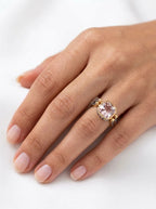 Purple Square Cubic Zirconia Copper Size Ring For Women