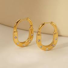 Screw Gold Silver CZ Anti Tarnish Stainless Steel Hoop Earrings Bulk