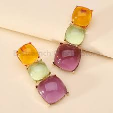 Wholesale Multi-Color Crystal Gold Drop Earrings for Women Secondary image