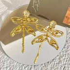 Wholesale Gold Plated Dragonfly Alloy Statement Earrings