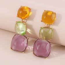 Wholesale Multi-Color Crystal Gold Drop Earrings for Women Main image