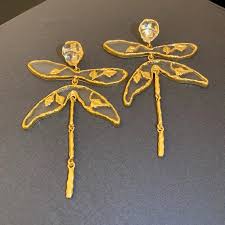 Wholesale Gold Plated Dragonfly Alloy Statement Earrings Main image