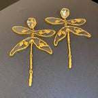 Wholesale Gold Plated Dragonfly Alloy Statement Earrings