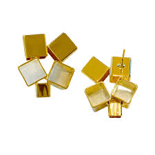 Square Gold Plain Anti Tarnish Stainless Steel Stud Earrings Bulk