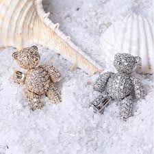 Bulk Teddy Bear Gold Silver CZ Anti Tarnish Copper Single Ear Cuff