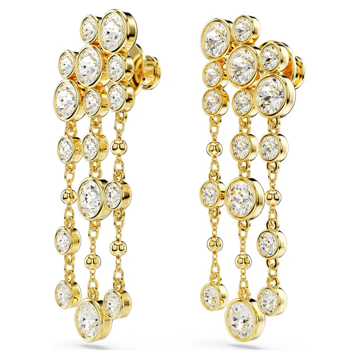 Solitaire Gold Plated Cubic Zirconia Rhinestone Dangler Earrings Bulk