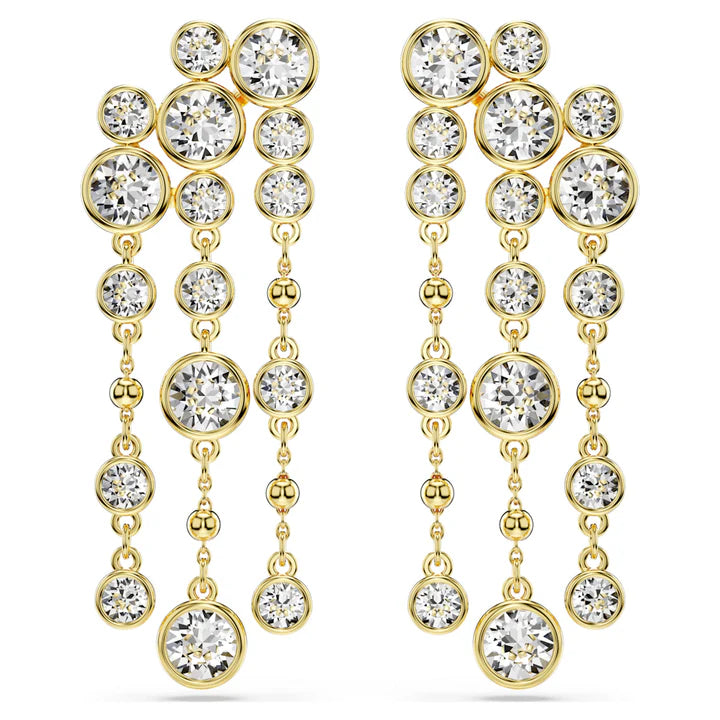 Solitaire Gold Plated Cubic Zirconia Rhinestone Dangler Earrings Bulk Main image