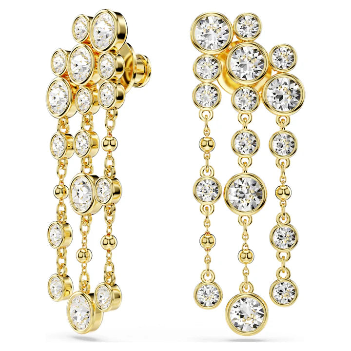 Solitaire Gold Plated Cubic Zirconia Rhinestone Dangler Earrings Bulk