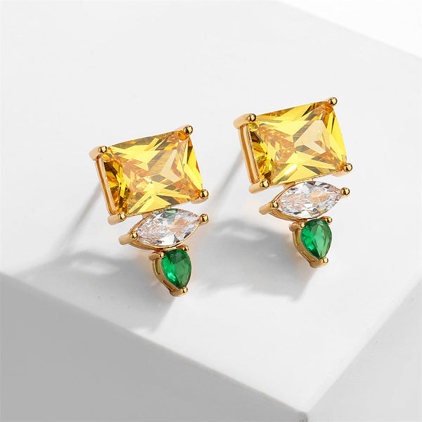 Bulk White Yellow Gold Silver CZ Anti Tarnish Copper Stud Earrings Main image