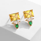 Bulk White Yellow Gold Silver CZ Anti Tarnish Copper Stud Earrings