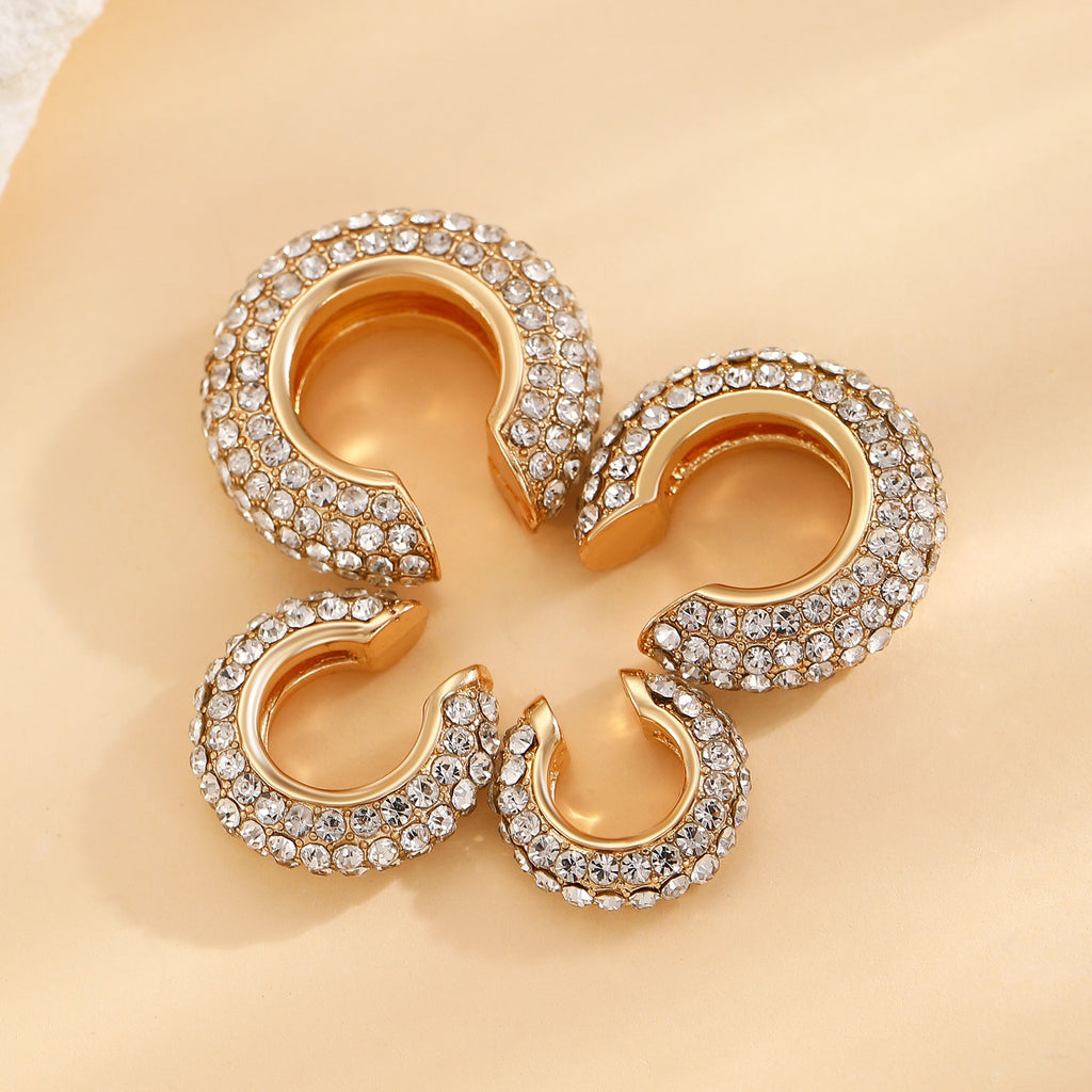 Studded Gold CZ Anti Tarnish Air Cuff Stud Earring Pack Of 2 Bulk