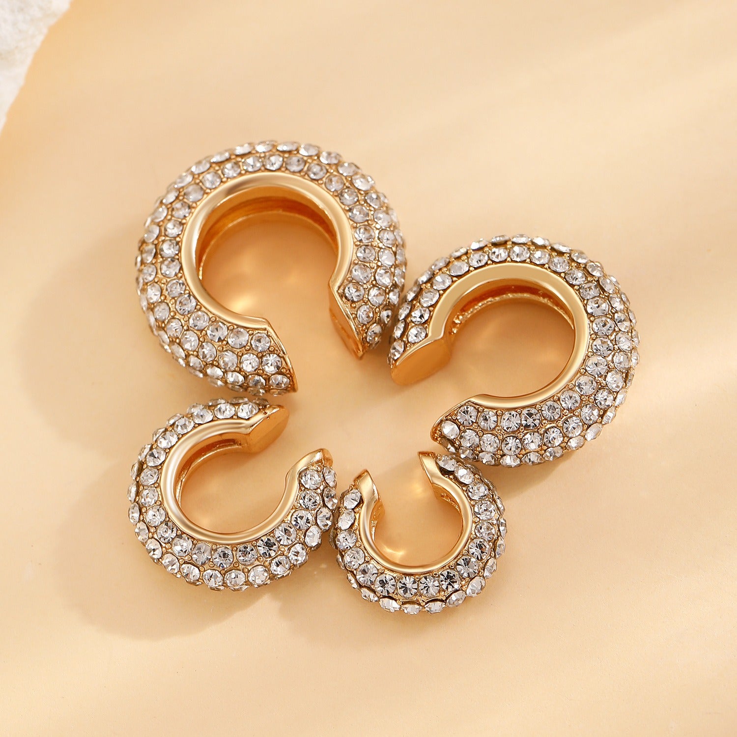 Studded Gold CZ Anti Tarnish Air Cuff Stud Earring Pack Of 2 Bulk