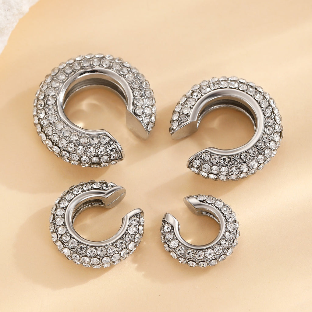 Studded Gold CZ Anti Tarnish Air Cuff Stud Earring Pack Of 2 Bulk