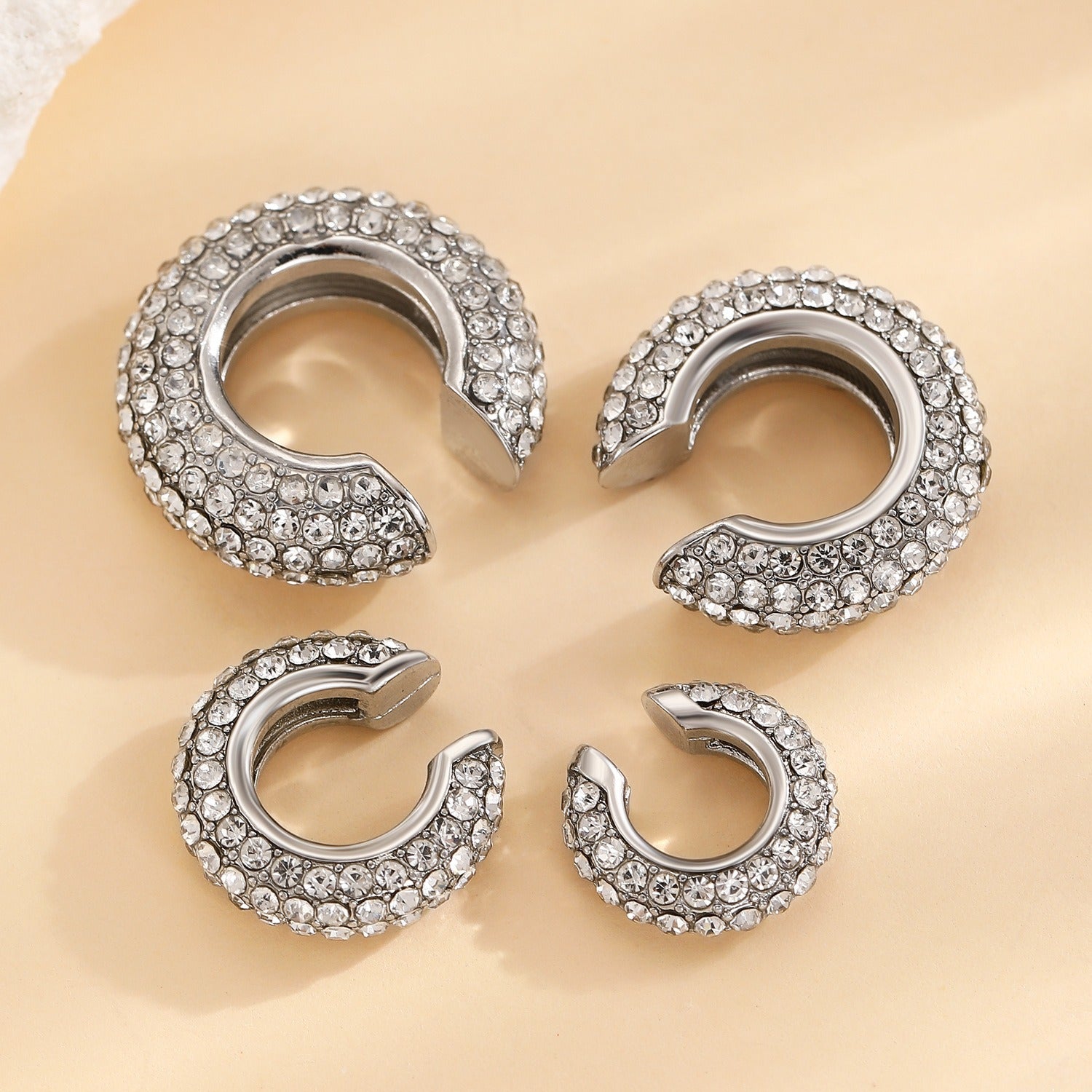 Studded Gold CZ Anti Tarnish Air Cuff Stud Earring Pack Of 2 Bulk
