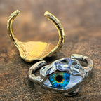 Beaten Finish Big Evil Eye 18K Gold Stainless Steel Anti Tarnish Cuff Bracelet For Women