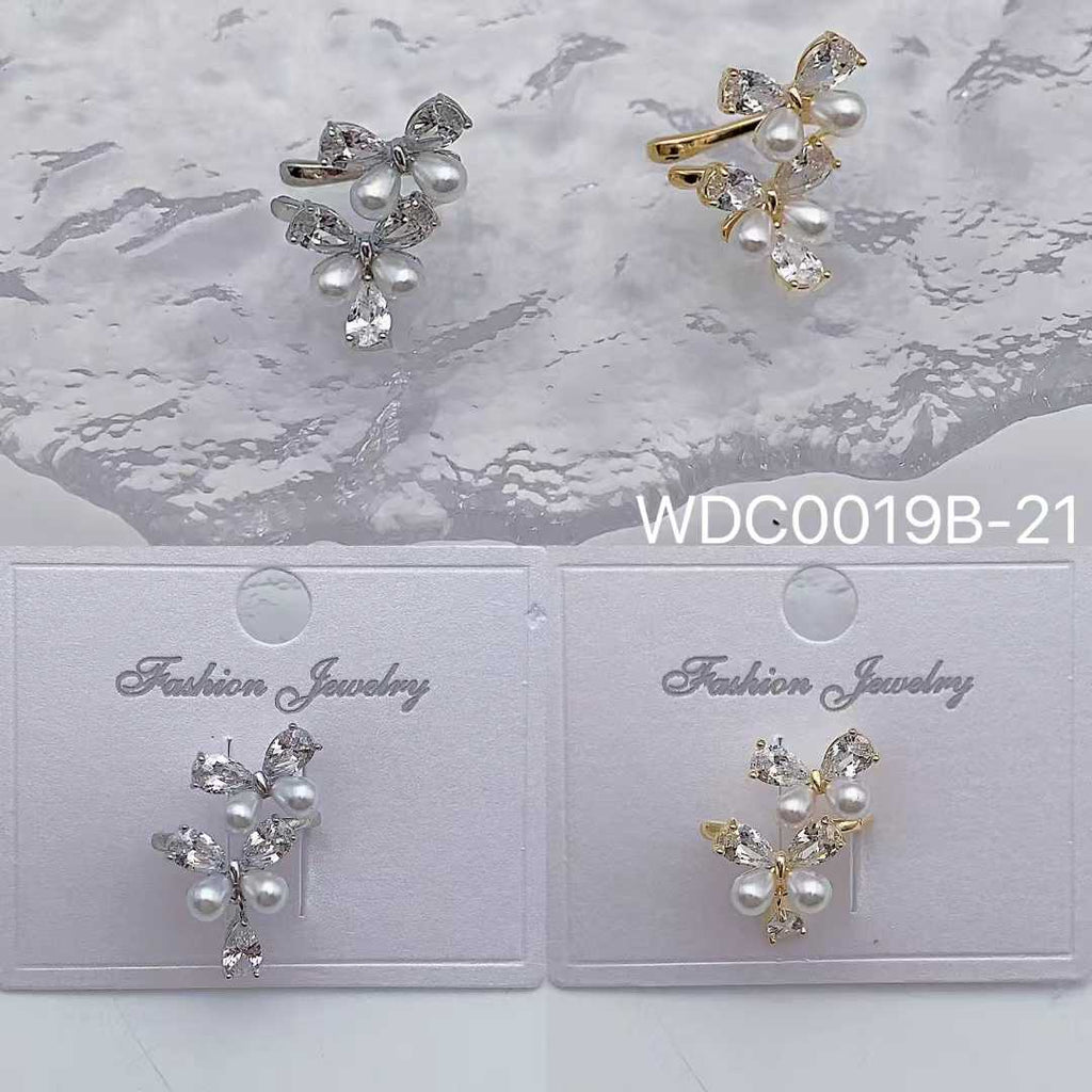 Wholesale Butterfly Pearl Cubic Zirconia Anti-Tarnish Single Ear Cuff