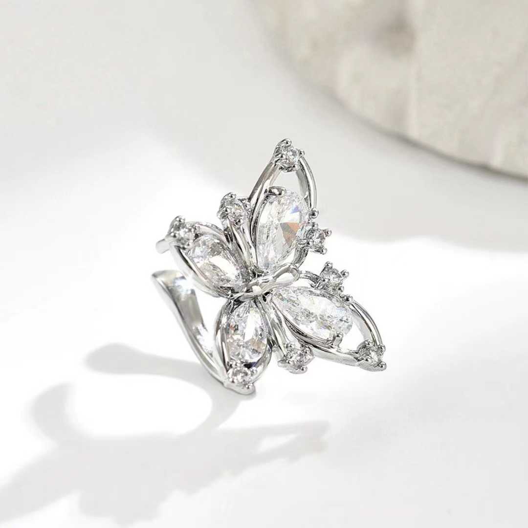Bulk Butterfly Gold Silver CZ Anti Tarnish Copper Single Ear Cuff Main image