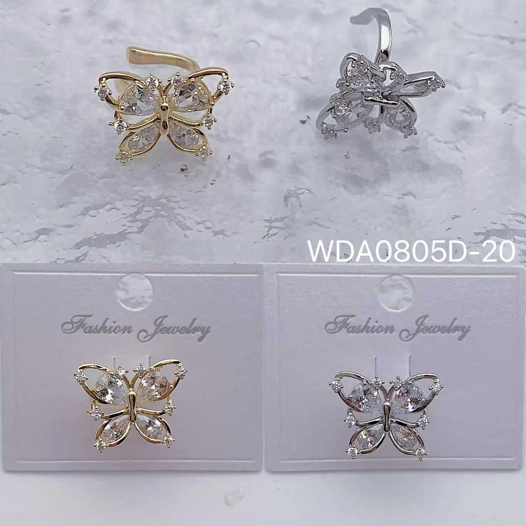 Bulk Butterfly Gold Silver CZ Anti Tarnish Copper Single Ear Cuff