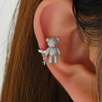 Bulk Teddy Bear Gold Silver CZ Anti Tarnish Copper Single Ear Cuff
