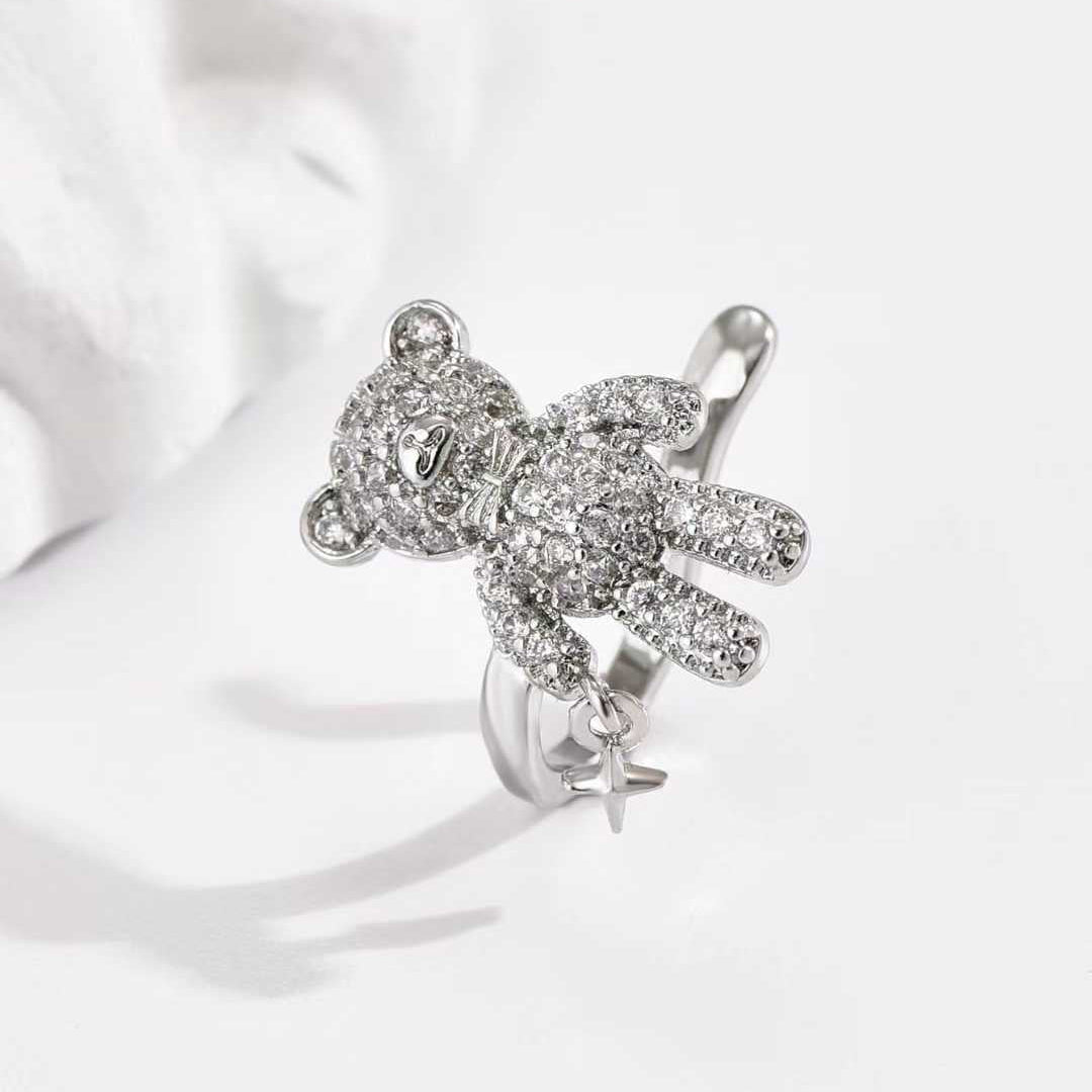 Bulk Teddy Bear Gold Silver CZ Anti Tarnish Copper Single Ear Cuff