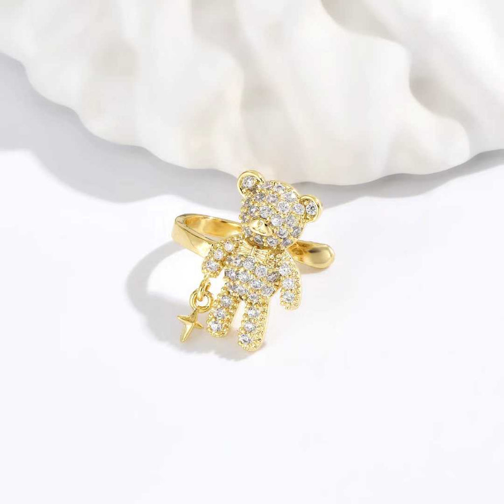 Bulk Teddy Bear Gold Silver CZ Anti Tarnish Copper Single Ear Cuff