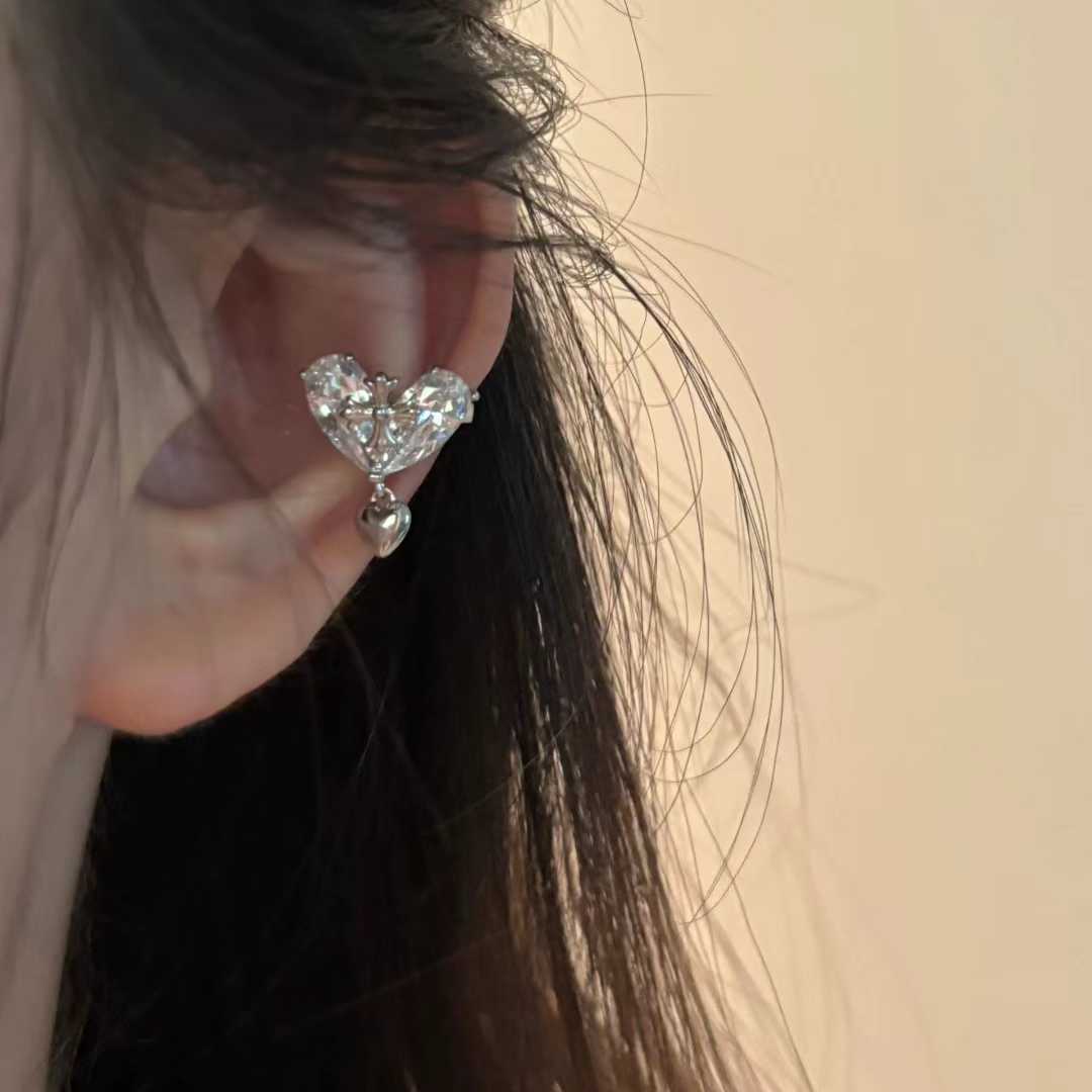 Bulk Heart Gold Silver Plated CZ Anti Tarnish Copper Single Ear Cuff Secondary image