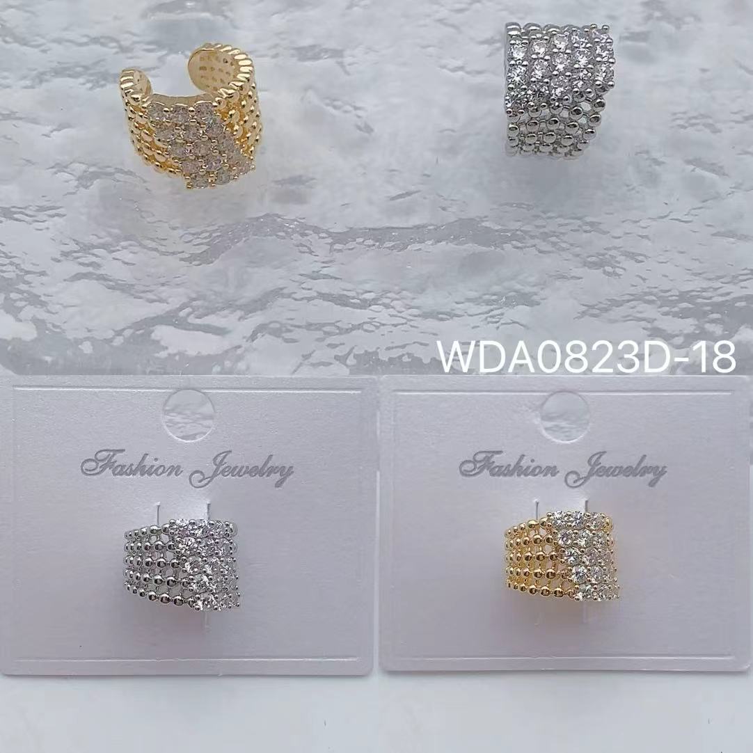 Bulk C Shape Layer Gold Silver CZ Anti Tarnish Copper Single Ear Cuff Main image