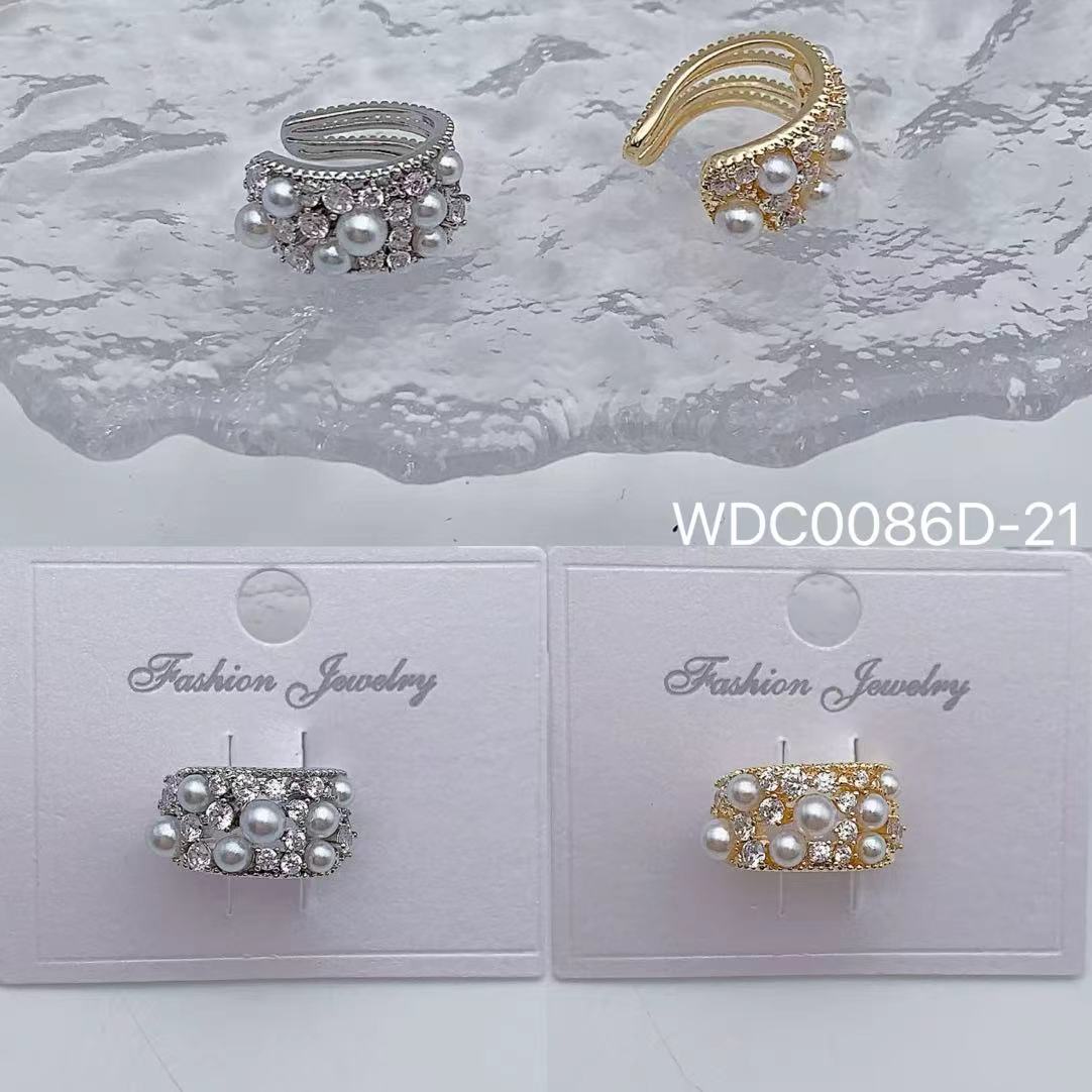 Bulk Layer Gold Silver CZ Pearl Anti Tarnish Copper Single Ear Cuff