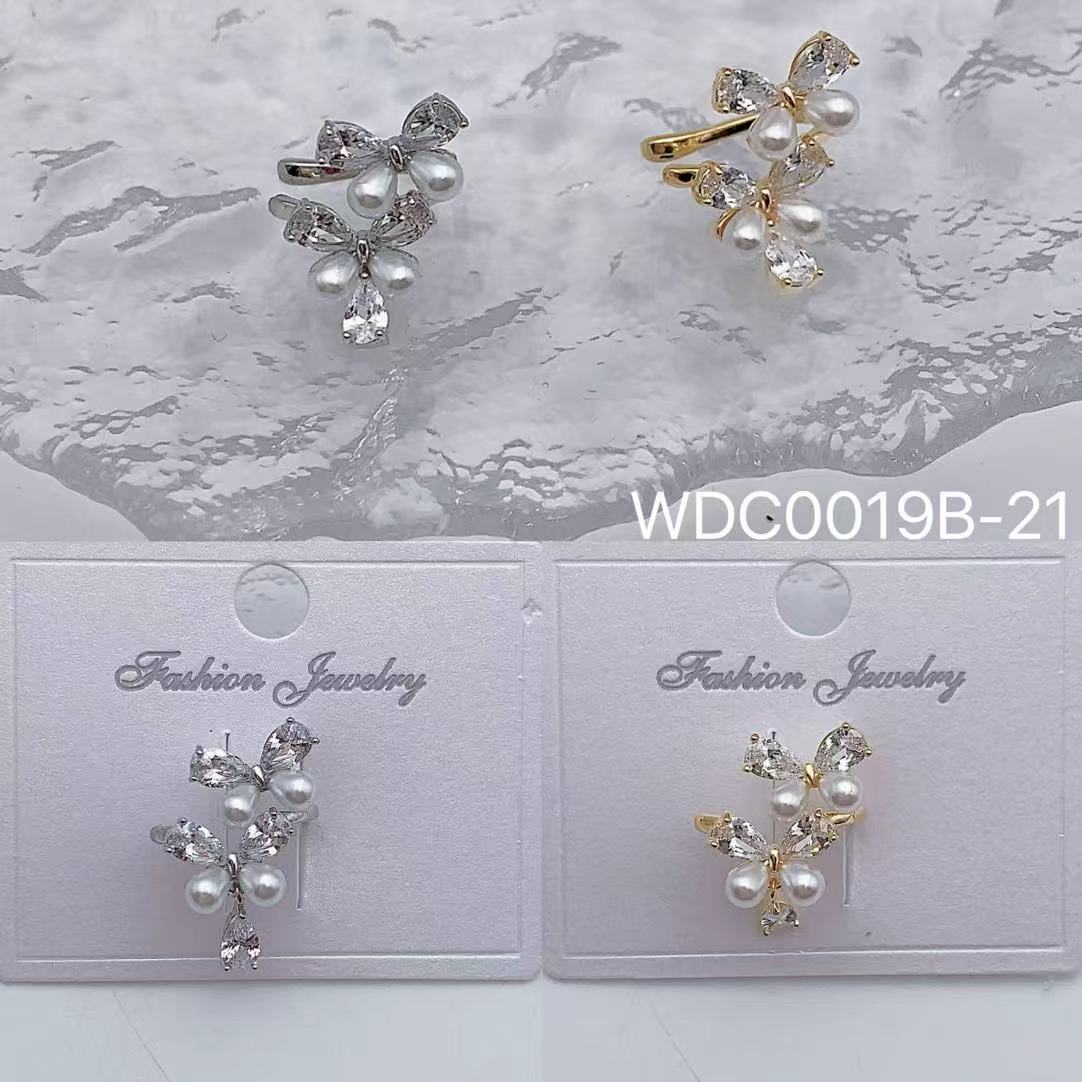 Bulk Bow Gold Silver CZ Pearl Anti Tarnish Copper Single Ear Cuff
