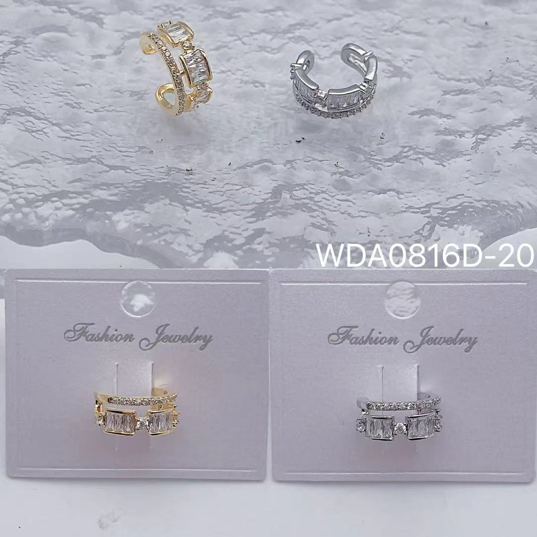 Bulk Two Layer Gold Silver CZ Anti Tarnish Copper Single Ear Cuff Main image