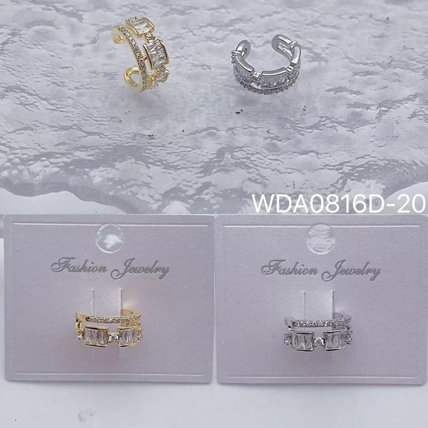 Bulk Two Layer Gold Silver CZ Anti Tarnish Copper Single Ear Cuff Main image