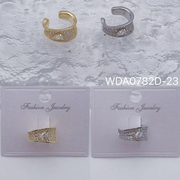 Large Central Stone Gold Silver CZ Anti Tarnish Single Ear Cuff Bulk Main image