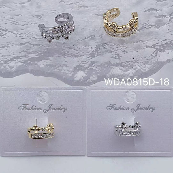 Bulk Flower Gold Silver Plated CZ Anti Tarnish Copper Single Ear Cuff Main image