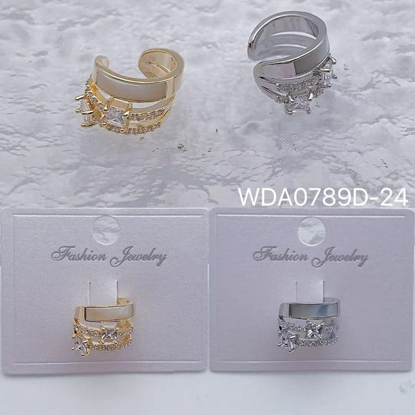 Bulk Square Stone Gold Silver CZ Anti Tarnish Copper Single Ear Cuff Main image