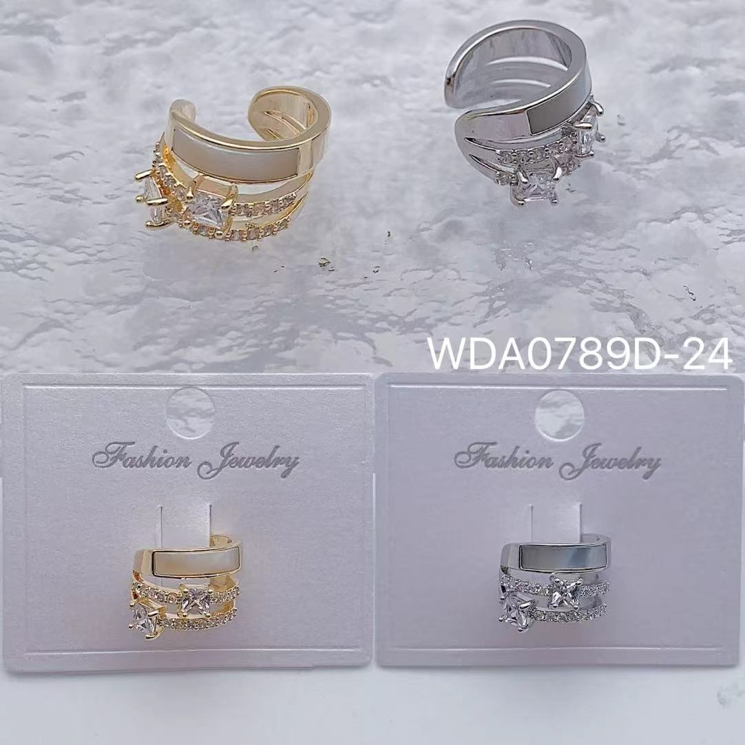 Bulk Square Stone Gold Silver CZ Anti Tarnish Copper Single Ear Cuff