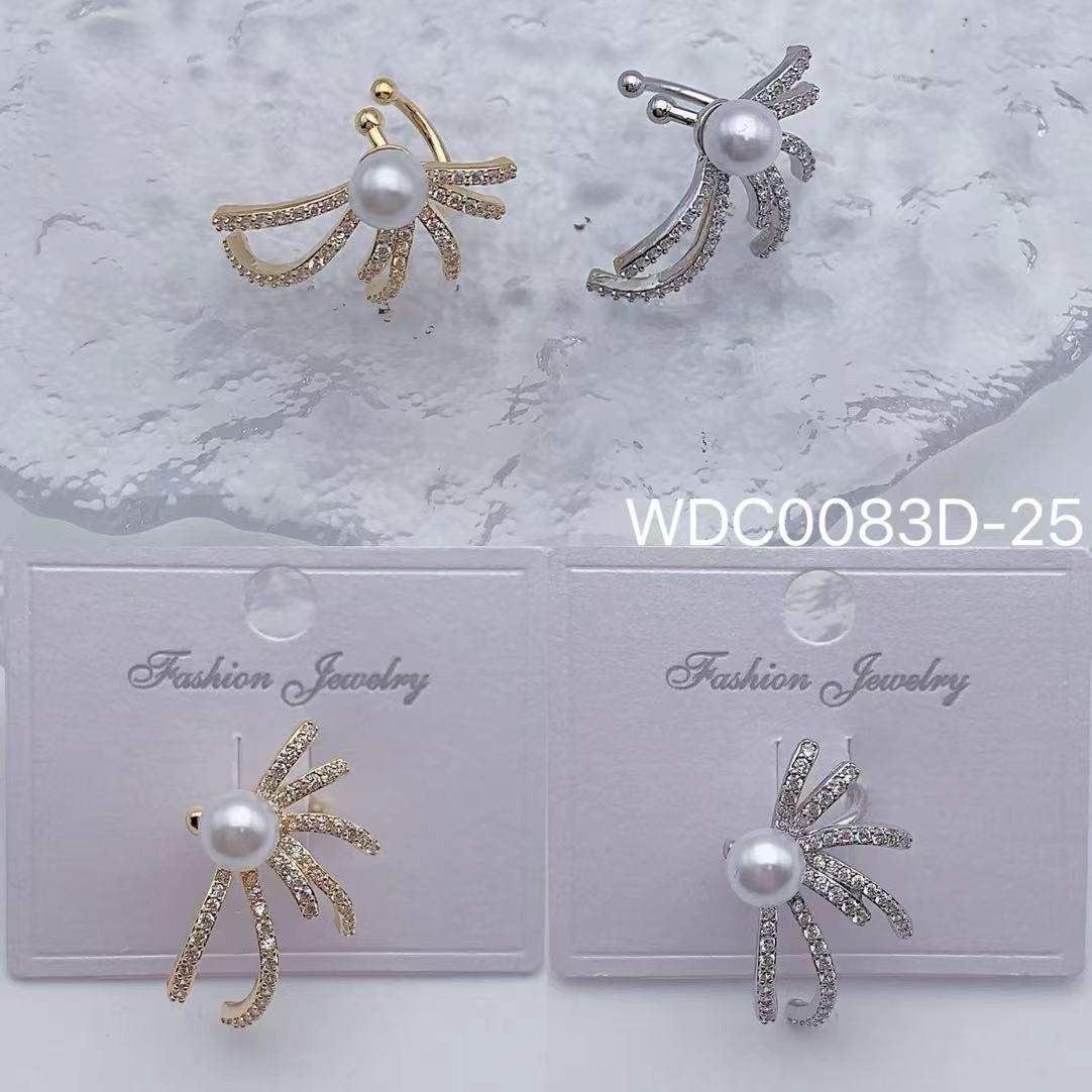 Bulk Petals Gold Silver CZ Pearl  Anti Tarnish Copper Single Ear Cuff