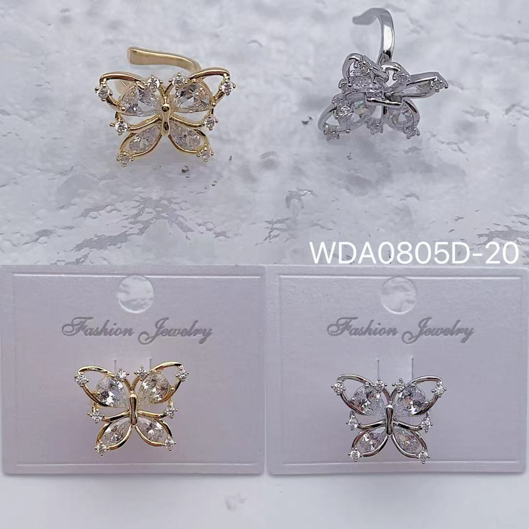Butterfly Gold Silver CZ Rhinestone Anti Tarnish Single Ear Cuff Bulk Main image