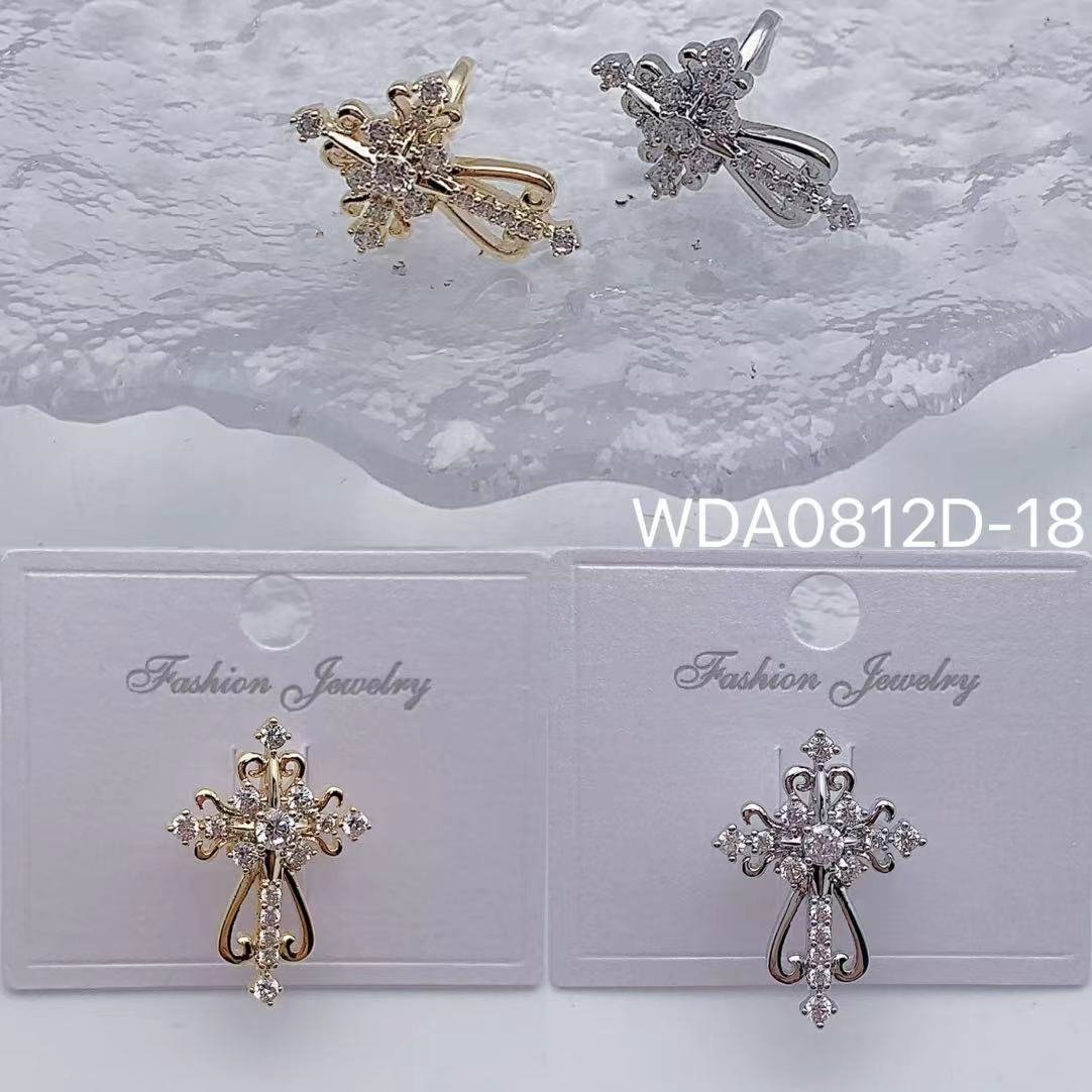 Bulk Cross Gold Silver Plated CZ Anti Tarnish Copper Single Ear Cuff