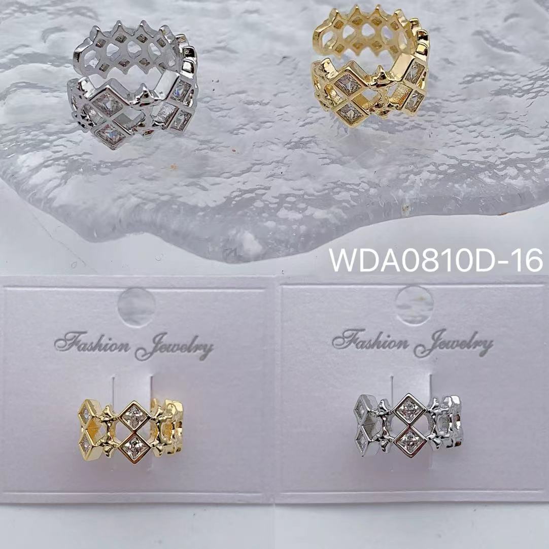Two Layer Square Gold Silver CZ Anti Tarnish Single Ear Cuff Bulk Main image