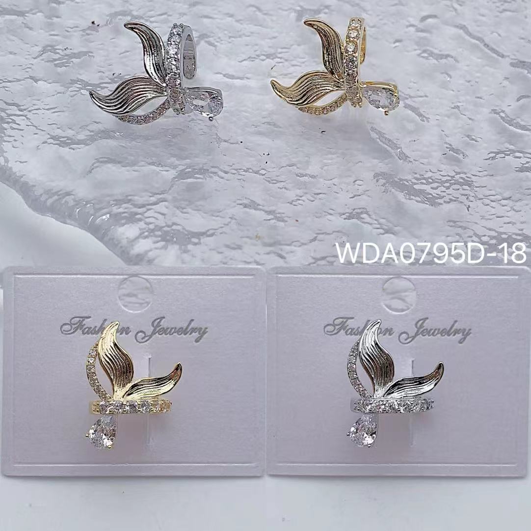 Bulk Butterfly Wing Gold Silver CZ Anti Tarnish Copper Single Ear Cuff Main image