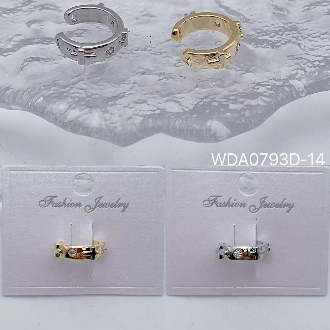 Bulk C Shape Cross Gold Silver CZ Anti Tarnish Copper Single Ear Cuff