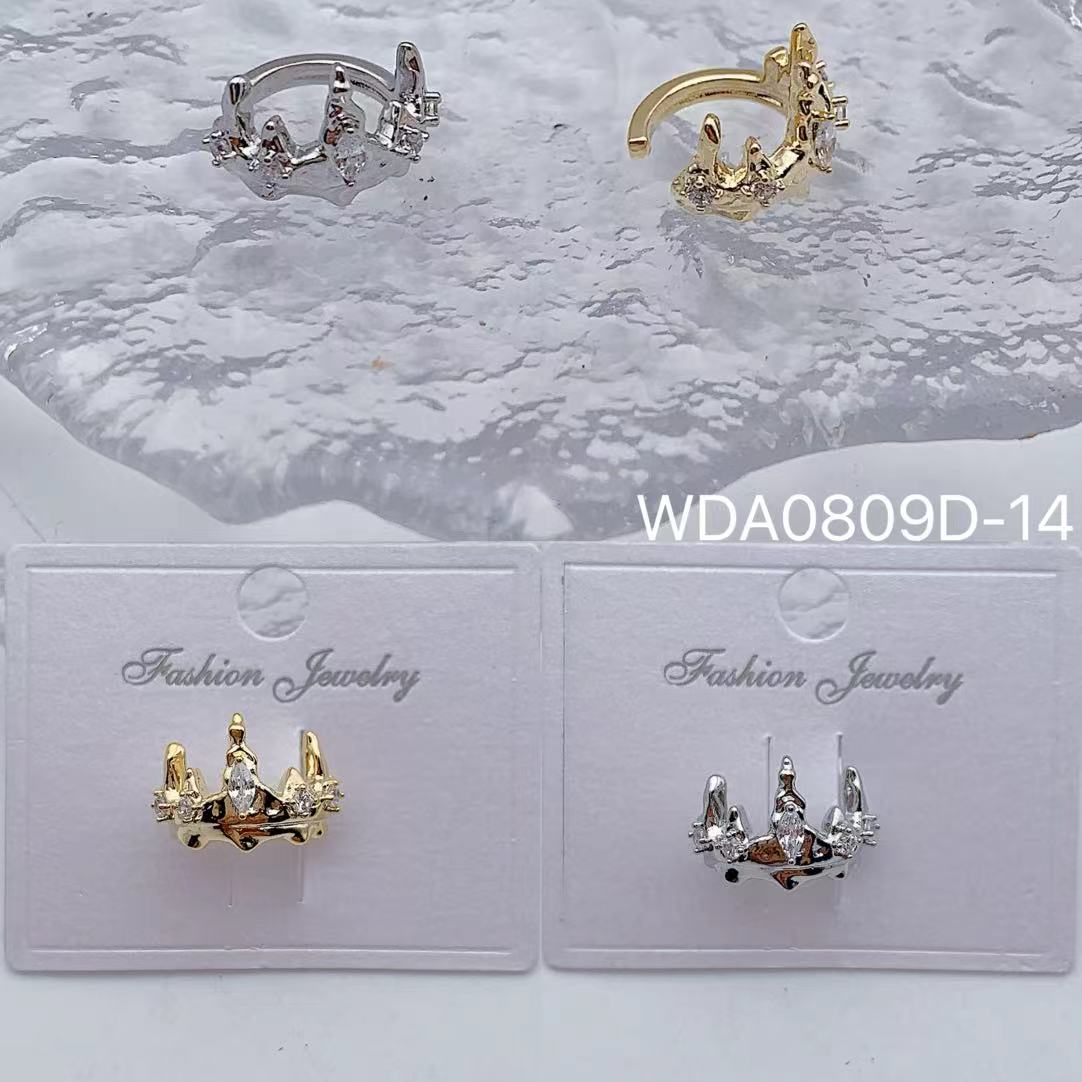 Bulk Crown Shape Gold Silver CZ Anti Tarnish Copper Single Ear Cuff